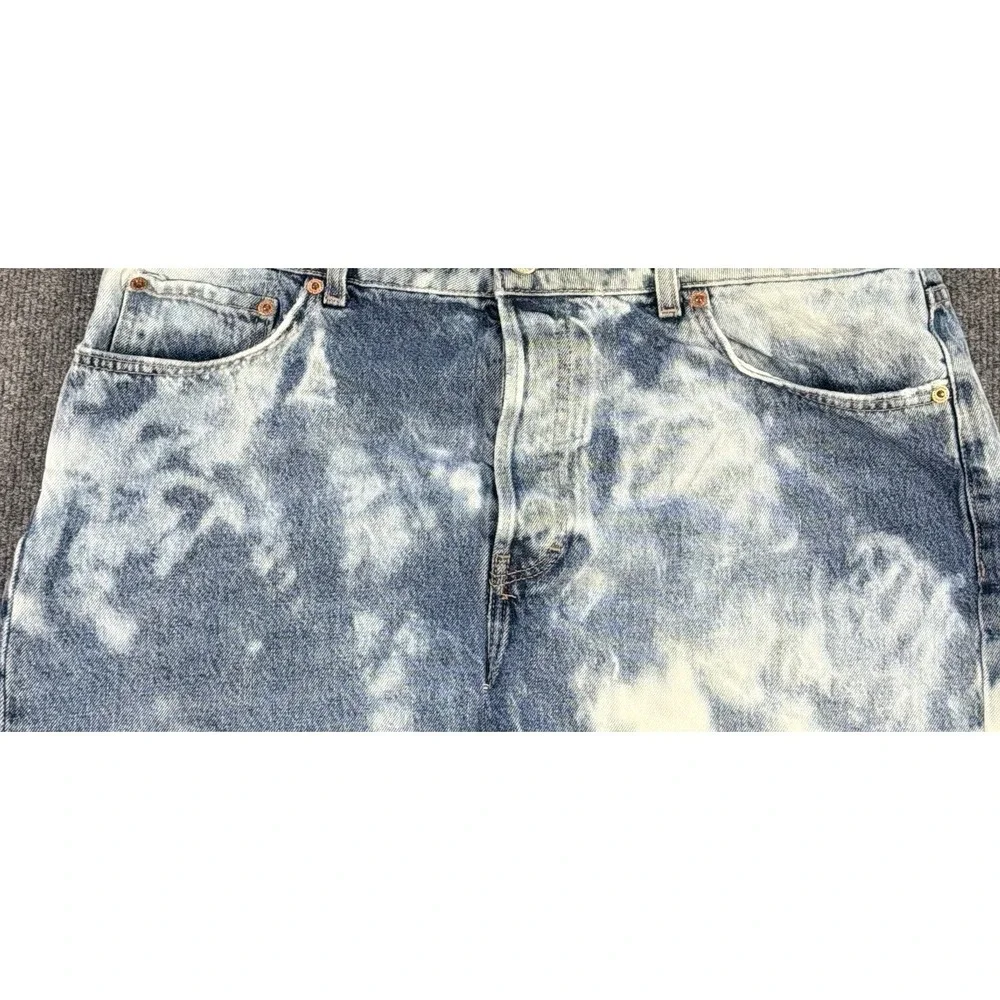 Top shop Dad Denim Distressed Acid Washed Skirt 14